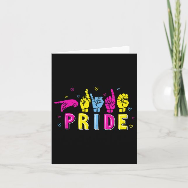Panual Asl Pride Pan Rainbow Sign Language Deaf Aw Card (Front)