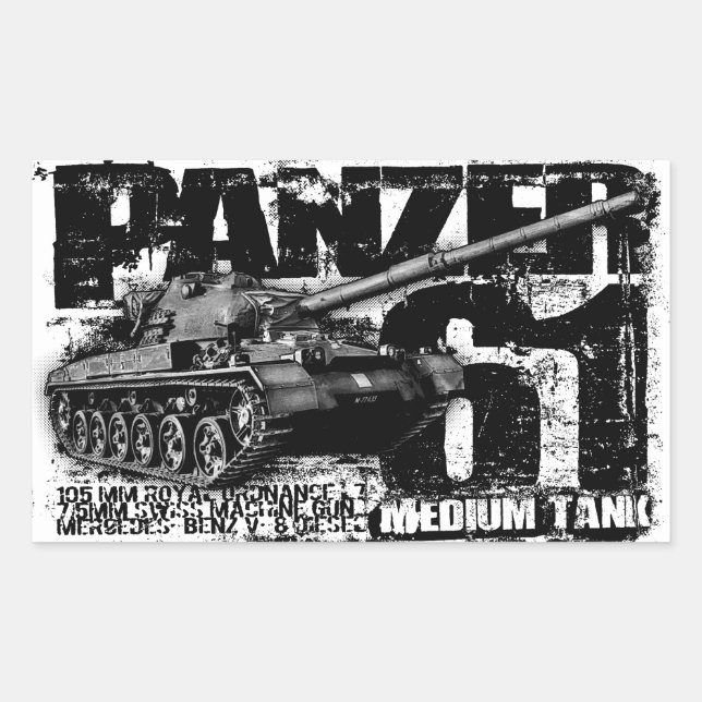 Panzer 61 Rectangle Stickers (Front)