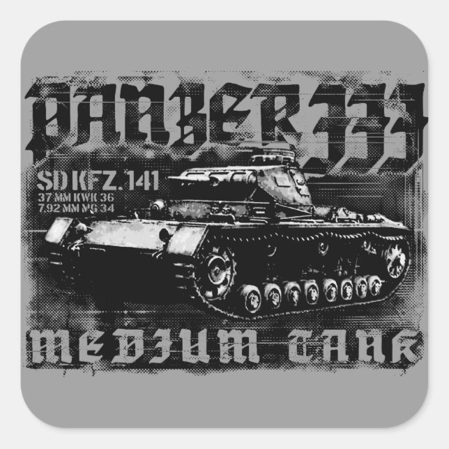 Panzer III Square Stickers (Front)
