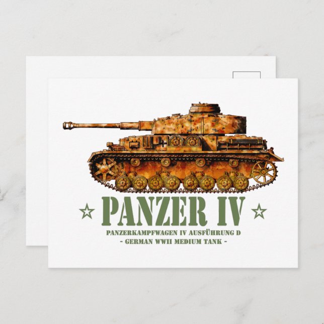 Panzer IV D World War Two German Medium Tank WWII Postcard (Front/Back)