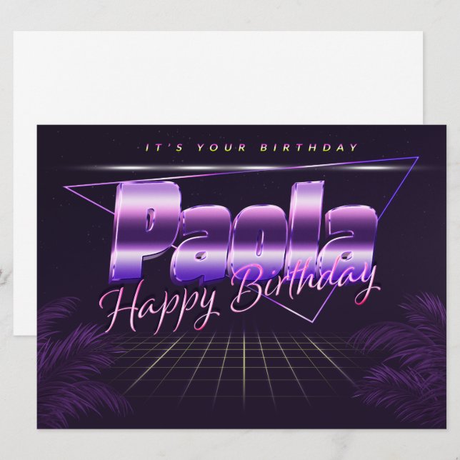 Paola Name First name lila retro card Birthday (Front/Back)