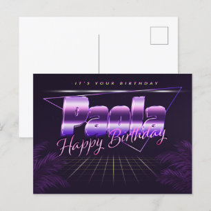 Paola Name Vorname lila Postkarte Geburtstag Postcard