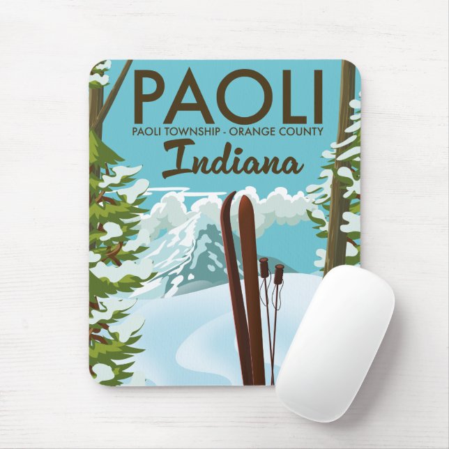 Paoli Orange County Indiana Ski poster Mouse Pad (With Mouse)