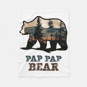Pap-pap Bear Vintage Retro Funny Pappap Grandpa Fleece Blanket