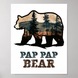 Pap-pap Bear Vintage Retro Funny Pappap Grandpa Poster