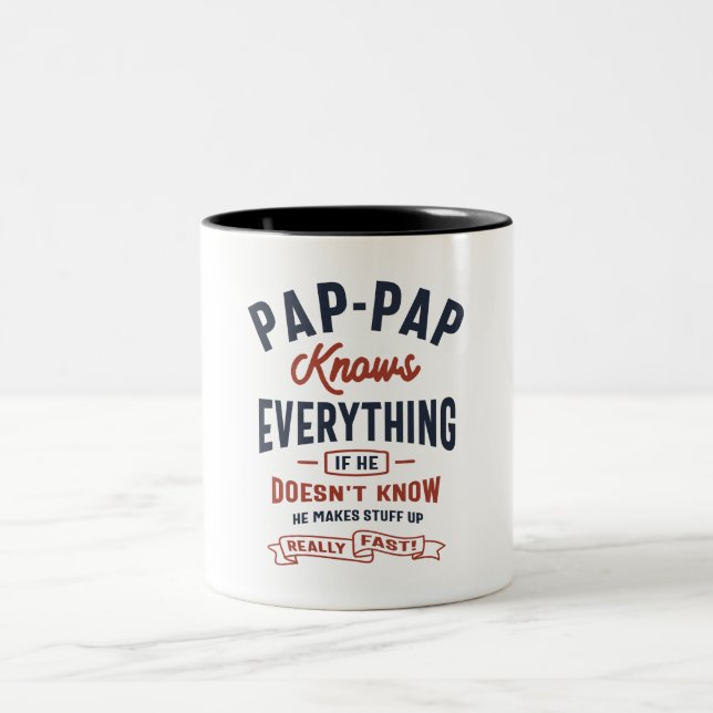 Pap-Pap Knows Everything Design Two-Tone Coffee Mug (Center)
