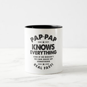 Pap-Pap Knows Everything - Perfect for Grandpas Two-Tone Coffee Mug