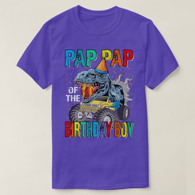 Pap Pap Of The Birthday Boy Monster Truck Dinosaur T-Shirt (Design Front)