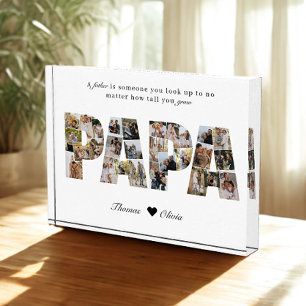 Papa 28 Photo Collage Keepsake for Dad or Grandpa Block