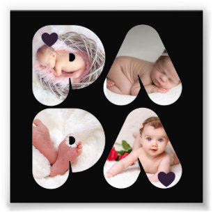 PAPA 4 x Photo Collage Gift For Fathers Dad Print