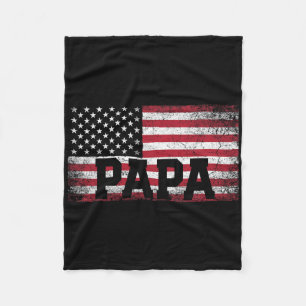 Papa American Flag Father's Day 4th Of July Gift G Fleece Blanket