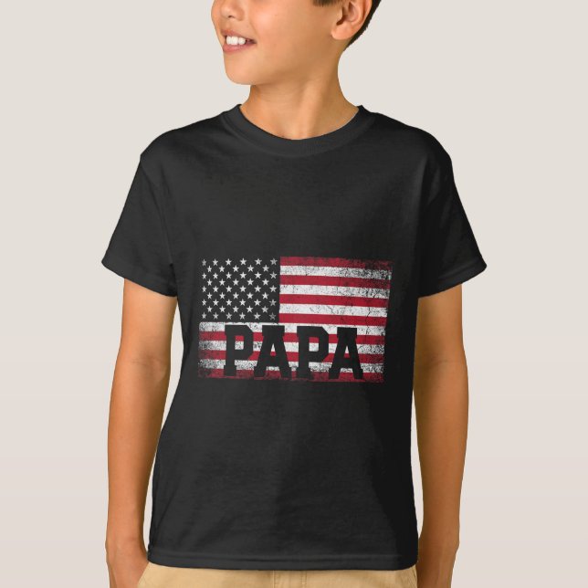 Papa American Flag Father's Day 4th Of July Gift G T-Shirt (Front)