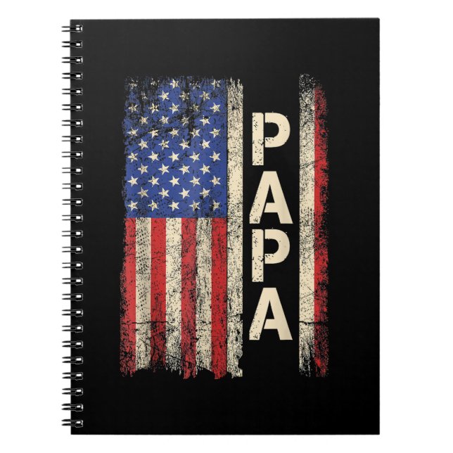 Papa American Flag Father's Day For Men Notebook (Front)