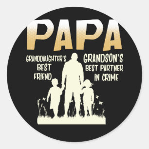 Papa and Granddaughter Best Friend Grandson Classic Round Sticker
