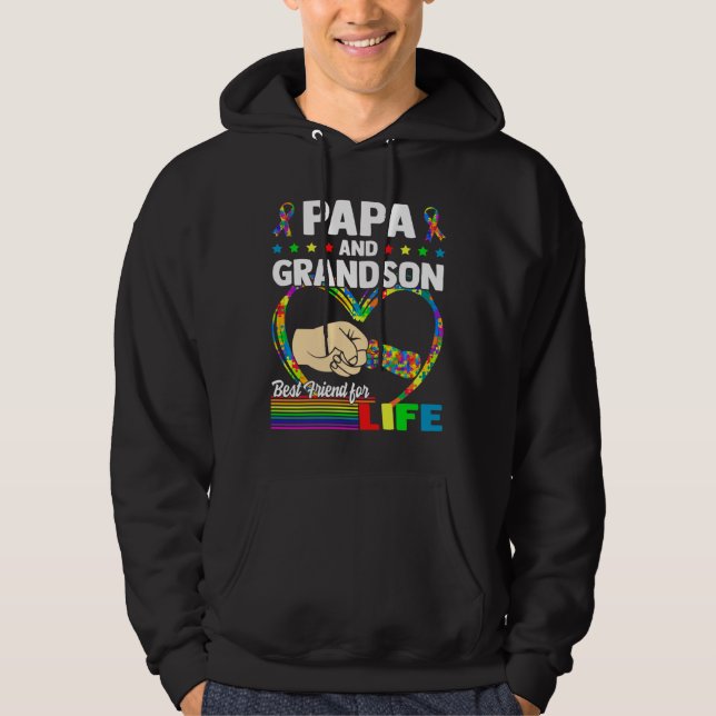 Papa And Grandson Best Friend For Life Autism Gran Hoodie (Front)