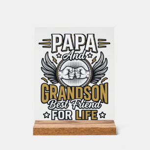 Papa And Grandson Best Friend For Life Shirt Desig Acrylic Sign