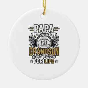 Papa And Grandson Best Friend For Life Shirt Desig Ceramic Ornament