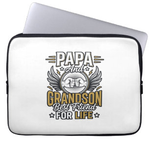 Papa And Grandson Best Friend For Life Shirt Desig Laptop Sleeve