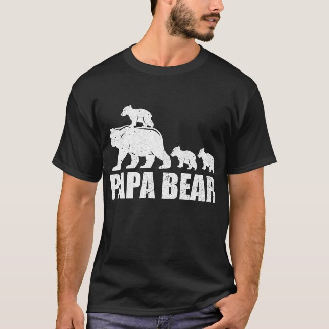 Papa Bear 3 Cubs Shirt Daddy Bear 3 Kids Papa 3 (Front)