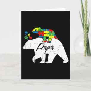 Papa Bear Autism Awareness Cute Puzzle Piece Dad F Card