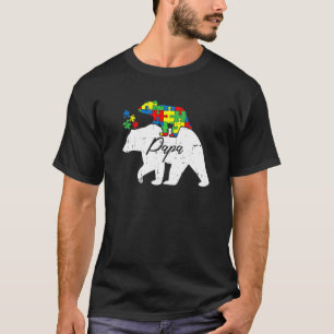 Papa Bear Autism Awareness Cute Puzzle Piece Dad F T-Shirt