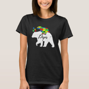 Papa Bear Autism Awareness Cute Puzzle Piece Dad F T-Shirt
