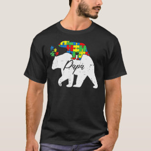 Papa Bear Autism Awareness Cute Puzzle Piece Dad F T-Shirt