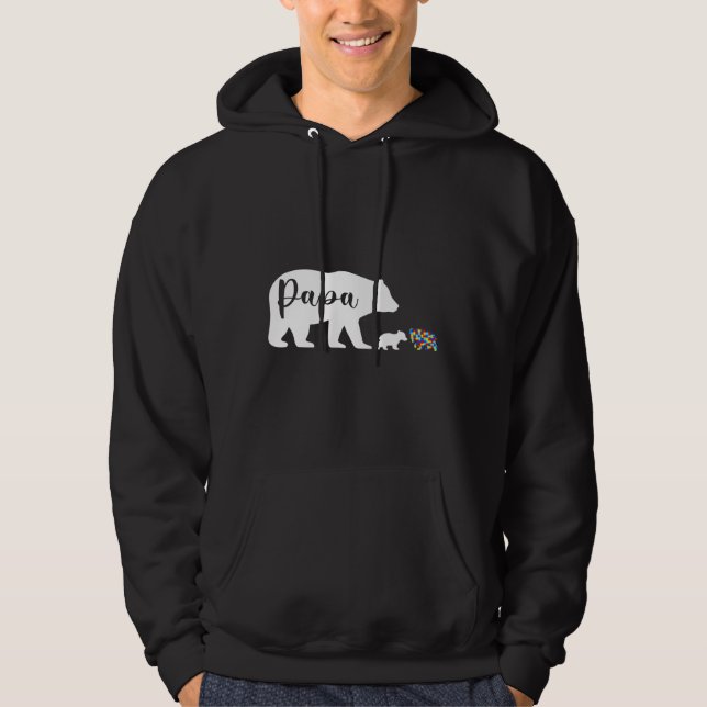 Papa Bear Autism Awareness Love Support Family Aut Hoodie (Front)