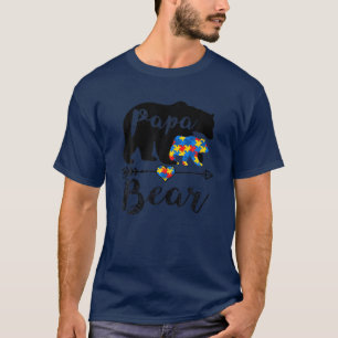 Papa Bear Autism Awareness Puzzle Piece Support Fa T-Shirt