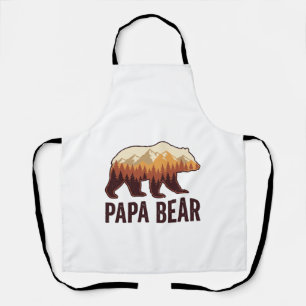 Papa Bear Bear Silhouette Vintage Forest T-Shirt_1 Apron