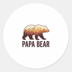 Papa Bear Bear Silhouette Vintage Forest T-Shirt_1 Classic Round Sticker