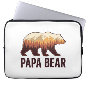 Papa Bear Bear Silhouette Vintage Forest T-Shirt_1 Laptop Sleeve