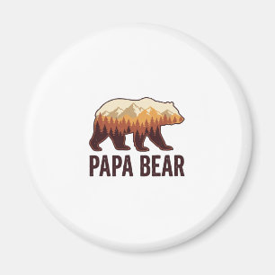 Papa Bear Bear Silhouette Vintage Forest T-Shirt_1 Magnet