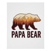 Papa Bear Bear Silhouette Vintage Forest T-Shirt_1