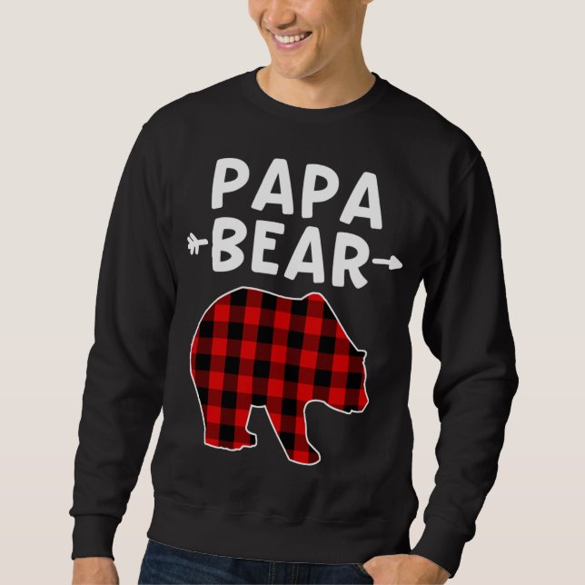 Papa Bear Black And Red Plaid Bear Grandpa Christm Sweatshirt (Front)