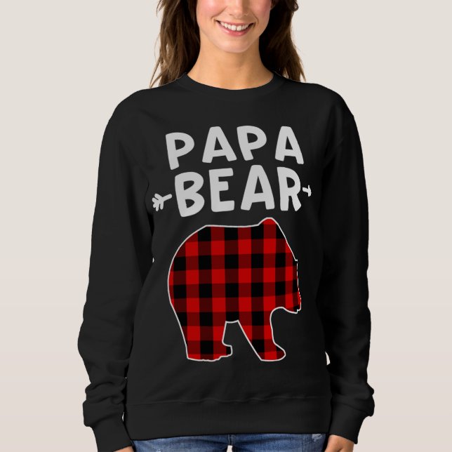 Papa Bear Black And Red Plaid Bear Grandpa Christm Sweatshirt (Front)