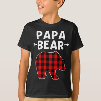 Papa Bear Black And Red Plaid Bear Grandpa Christm T-Shirt