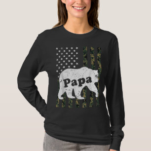 Papa Bear Camouflage USA American Flag T-Shirt