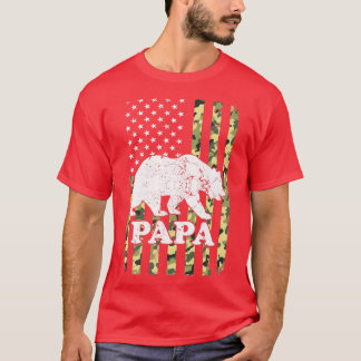 Papa Bear Camping Hiking Camouflage USA American F T-Shirt