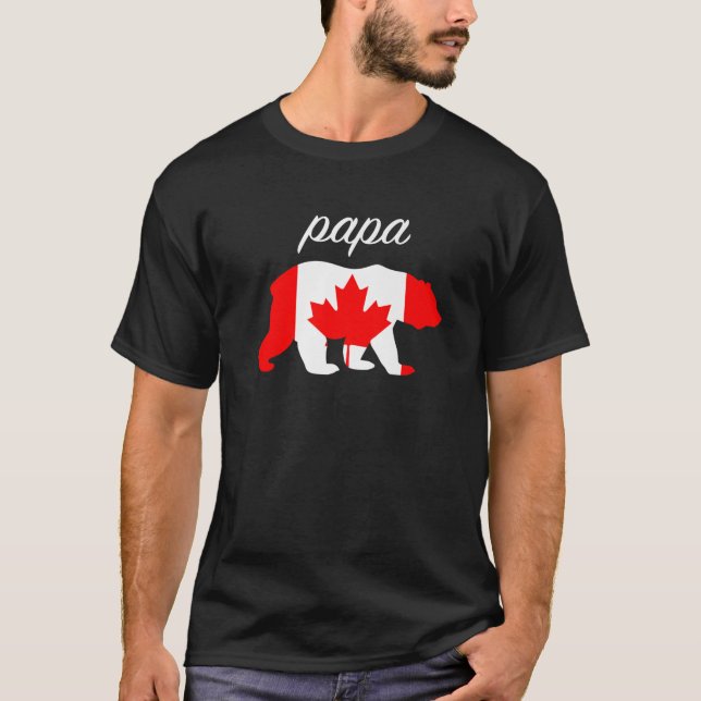 Papa Bear Canada Flag Canadian Roots T-Shirt (Front)