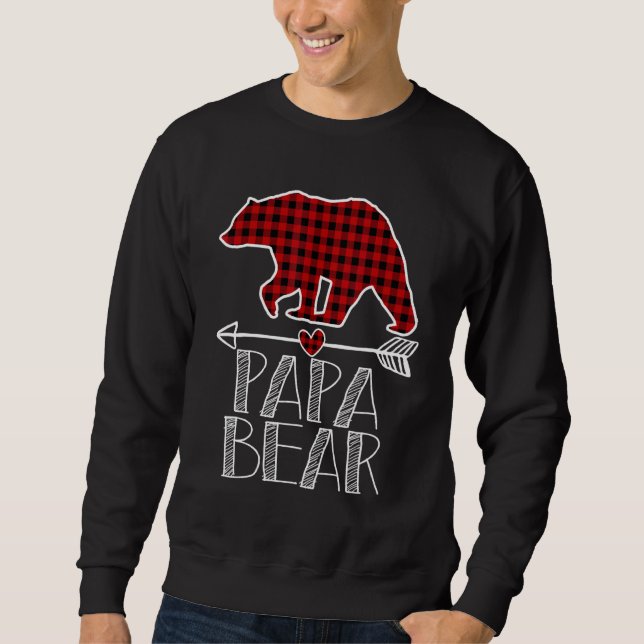 Papa Bear Christmas Pajama Family Matching Red Pla Sweatshirt (Front)