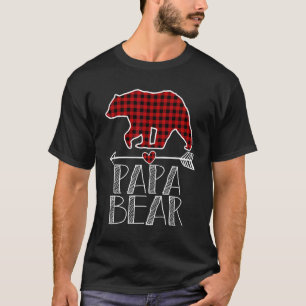 Papa Bear Christmas Pajama Family Matching Red Pla T-Shirt