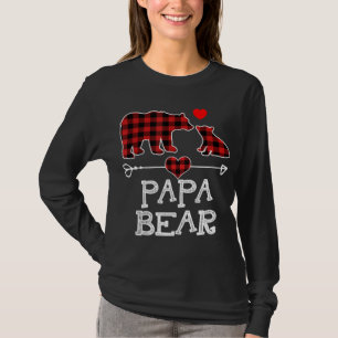 Papa Bear Christmas Pajama Red Plaid Buffalo Famil T-Shirt