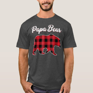 Papa Bear Christmas Pajama Red Plaid Buffalo Famil T-Shirt