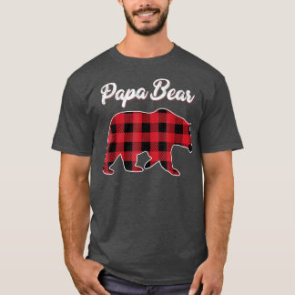 Papa Bear Christmas Pajama Red Plaid Buffalo Famil T-Shirt