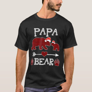 Papa Bear Christmas Pajama Red Plaid Buffalo Famil T-Shirt