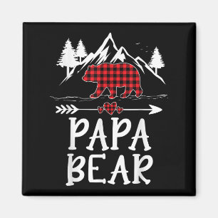 Papa Bear Christmas Pajama Red Plaid Buffalo Match Magnet