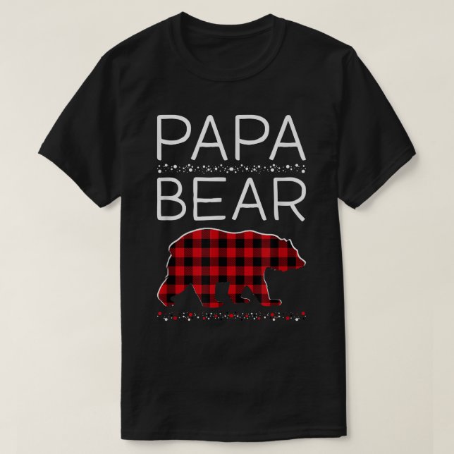 Papa Bear Christmas Pyjamas Matching Family Plaid  T-Shirt (Design Front)