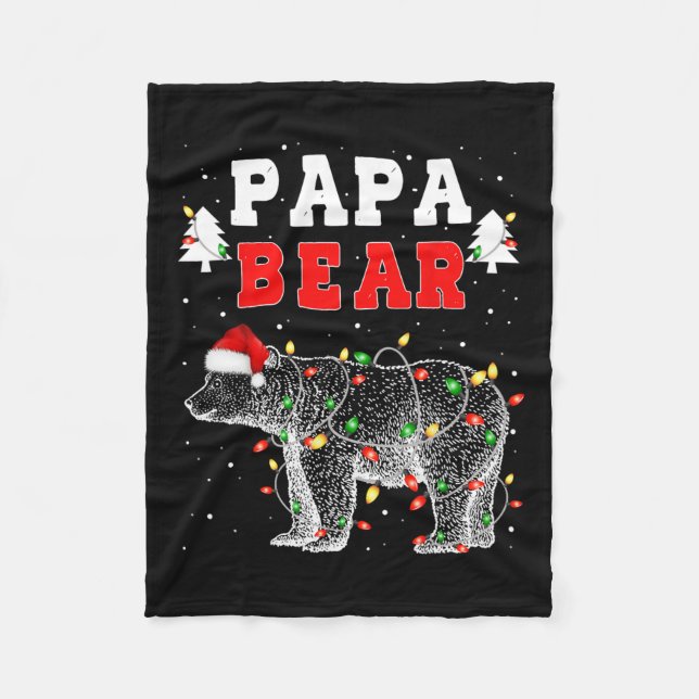 Papa Bear Christmas Santa Family Matching Pyjamas  Fleece Blanket (Front)