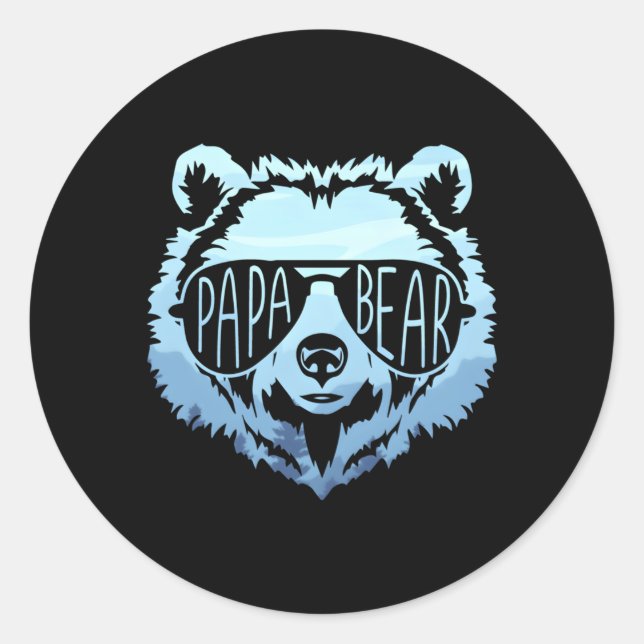 Papa Bear Classic Round Sticker (Front)